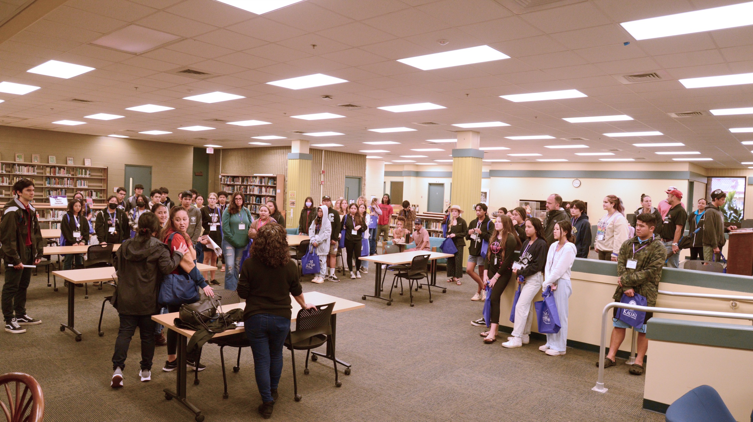 students in KCC library